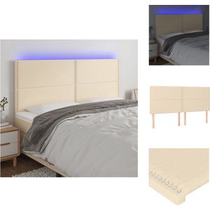 vidaXL Hoofdeind - LED Strip - Crème - 200 x 5 x 118/128 cm - Verstelbaar - Bedonderdeel
