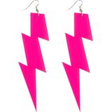 Boland - Oorbellen Flash Roze - Volwassenen - Vrouwen - Rocker - 80's & 90's - Disco