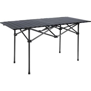 120 cm opvouwbare campingtafel met scootertafelblad, draagbare klaptafel met draagtas, langwerpige tuintafel van koolstofstaal voor tuin, picknick, barbecue, balkon, zwart