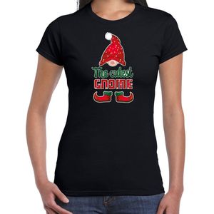 Bellatio Decorations fout kersttrui t-shirt dames - Cutest Gnome - black - Christmas dwarf M