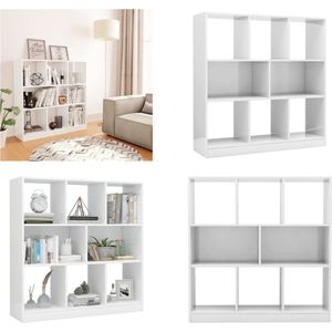 vidaXL Boekenkast 97-5x29-5x100 cm spaanplaat hoogglans wit - Boekenkast - Boekenkasten - Boekenschap - Boekenschappen