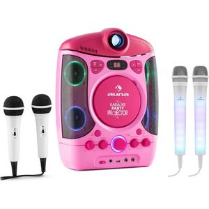 Kara Projectura pink + Dazzl mic set karaoke-installatie microfoon ledverlichting