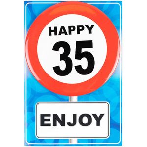 Happy age kaart 35 jaar (wenskaart met button)