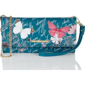 Shagwear Clutch - Dames Schoudertas - Met Polsband en Schouderriem - Kunstleer - Vlinders (FW 0298)