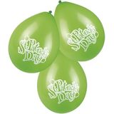 12x St Patricks Day ballonnen 25 cm - Groene versiering/decoratie ballonnen klaver en St. Patricksday tekst