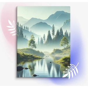 Mystiek Berglandschap Canvasprint: Een Vleugje Kalmte in Je Interieur 50 x 70 cm