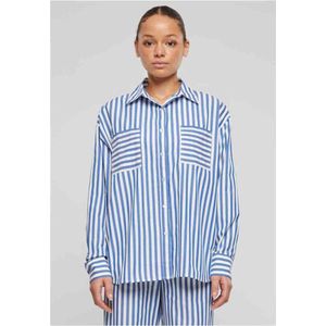 Urban Classics - Striped Relaxed Shirt Blouse - 3XL - Wit/Blauw