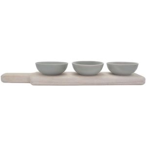 Leeff Serveerset Saar – Serveerplanken – Grijs – Hout en Keramiek