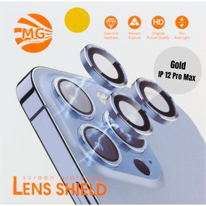Geschikt Voor iPhone 12 Pro Max Camera Lens Protector - Gold - Eenvoudige Installatie - Camera Protector iPhone 12 Pro Max - Roestvrij Staal - Gehard Glas - Screenprotector