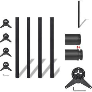 vidaXL Tafelpoten - Set van 4 - 60 x 1100 mm - Verstelbaar - Zwart - Tafelonderdeel