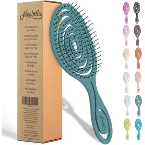 Ninabella haarborstel antiklit dames en heren - Spiraalvormige anti klit borstel - Detangler brush - Stijlborstel krullen of steil haar - Groenblauw