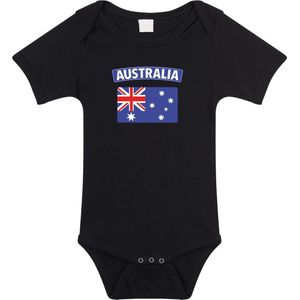 Australia baby rompertje met vlag zwart jongens en meisjes - Kraamcadeau - Babykleding - Australie landen romper 56