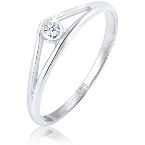 Elli PREMIUM Dames Ring Dames Verlovingsring Geo met Diamant (0.03 ct.) in 925 Sterling Zilver
