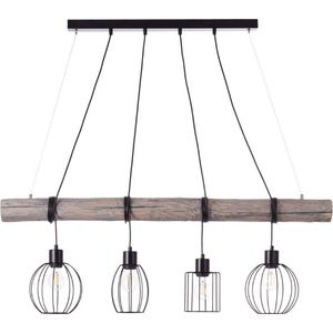 Brillant | LED hanglamp Karlen 4-vlammig grijs/zwart | 4x A60, E27, 60W, geschikt voor normale lampen (niet meegeleverd)