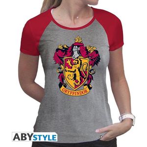 HARRY POTTER - Tshirt Gryffindor woman SS grey & red - premium