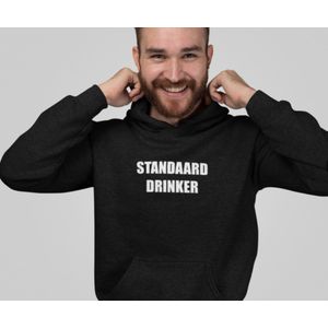 Heren hoodie- Standaard Drinker- Maat 3XL- Zwarte heren hoodie- cadeau tip.