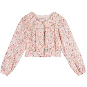 NONO - Timba cropped AOP Flower Blouse l/sl - Lemon soda - Maat 110
