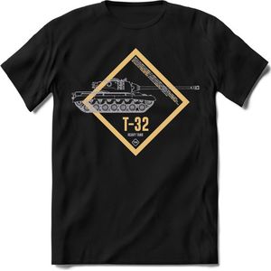 T-Shirtknaller T-Shirt|T-32 Leger tank|Heren / Dames Kleding shirt|Kleur zwart|Maat L
