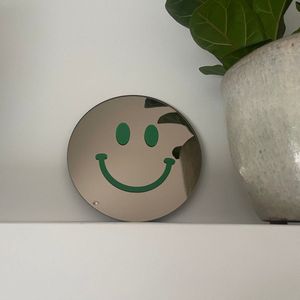 Donkergroene Smiley Spiegel - 20cm - Rond