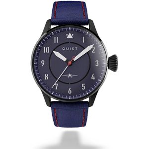 QUIST - Maverick herenhorloge - zwart - blauwe wijzerplaat - blauwe cordura horlogeband - 40mm