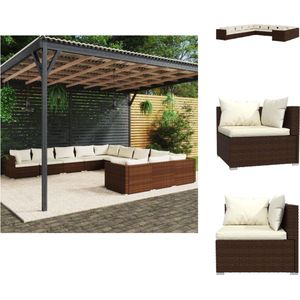 vidaXL Loungeset - Loungesets - Rattan Loungeset - Meubelset - 11-delige Loungeset met kussens poly rattan bruin