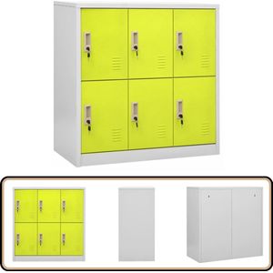 vidaXL Lockerkast staal 90x45x92,5 cm lichtgrijs/groen Lockerkast - Metalen Lockerkast - Staalkast - Opbergkast - Schoolkas