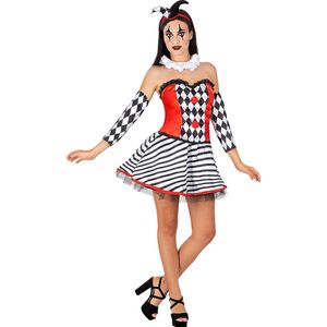 Funidelia | Harlekijn Kostuum Voor voor vrouwen  Clowns, Circus, Originele en Leuke - Kostuum voor Volwassenen Accessoire verkleedkleding en rekwisieten voor Halloween, carnaval & feesten - Maat M - Zwart