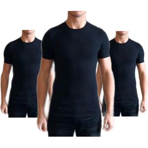 Dice mannen T-shirt 3-stuks ronde hals zwart maat S