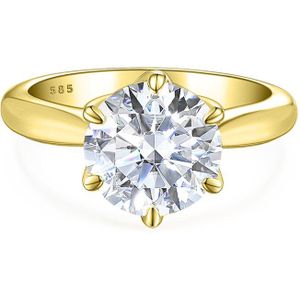 Yulia - 18k Geelgouden Solitair Moissanite Ring in Tulpenzetting - 2 karaat