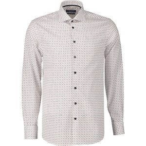 Ledub modern fit overhemd - popeline - wit dessin - Strijkvriendelijk - Boordmaat: 38
