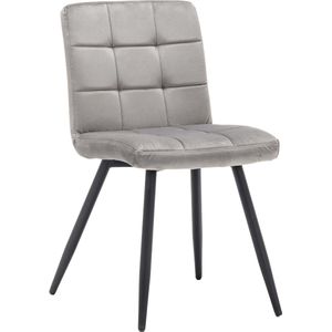 Furnihaus - Eetkamerstoelen set van 6 - Collin - Velvet - Grijs - Fluweel - Metaalpoot