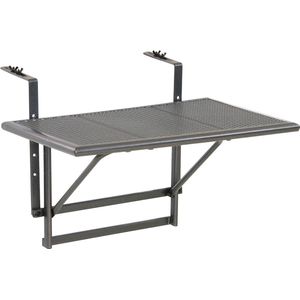 Hangtafel voor balkon, antraciet-grijs, balkontafel om op te hangen, van stretchmetaal met kunststofmantel, zwart