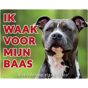 American Staffordshire Terrier Waakbord - Ik waak voor mijn Baas