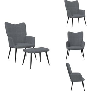 vidaXL Relaxstoel Met Voetenbank - Relaxstoelen Met Voetenbanken - Zetel Met Voetenbankje - Zetels Met Voetenbankjes - Relaxstoel met voetenbank stof donkergrijs