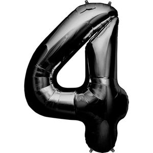 Helium ballon - Cijfer ballon - Nummer 4 - 4 jaar - Verjaardag - Zwart - Zwarte ballon -