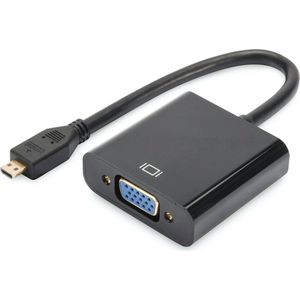 Digitus DA-70460 HDMI / VGA Adapter [1x HDMI-stekker D micro - 1x VGA-bus, Jackplug female 3,5 mm] Zwart 10.00 cm