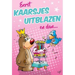 Verjaardag wenskaarten humor 8 stuks assortiment met gekleurde binnendruk - Felicitatie kaarten - Gefeliciteerd kaarten