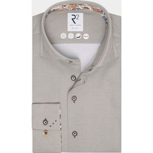 R2 Overhemd Knitted Groen - Maat 42 - Heren - Overhemden Casual
