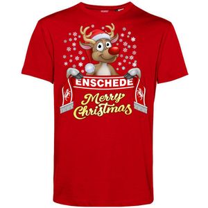 T-shirt kind Enschede | Foute Kersttrui Dames Heren | Kerstcadeau | FC Twente supporter | Rood | maat 104