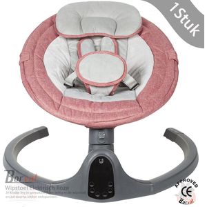 Borvat® Wipstoel Elektrisch Roze - schommelstoel - Zonnekap met klamboe- met afstandbediening