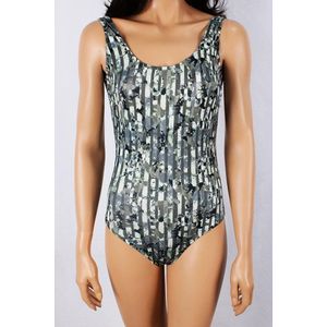 Badpak- Dames zwempak- Bikini pak- Badmode 404- Grijs met kleurendetails- Maat 36