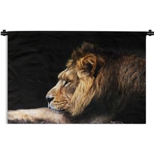 Wandkleed Leeuw - nieuw - Tekenachtige weergave van een leeuw Wandkleed katoen 90x60 cm - Wandtapijt met foto