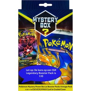 Pokémon Mystery Power Box 3x Booster Packs Vintage Pack 1:10 + 1x EX/V/GX/VMAX Card in Graded Cover