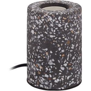 Relaxdays tafellamp terrazzo - nachtlamp - E27 - cilinder - 10 cm hoog - diverse kleuren - zwart