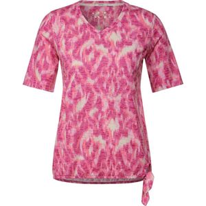 CECIL Blur Print Burnout T-shirt Dames T-shirt - pink sorbet - Maat XL