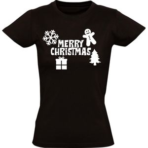 Merry Christmas Dames t-shirt | xmas | kerstmis | kerst | feestdag | Zwart