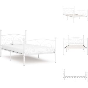 vidaXL Metalen Bedframe - Classic - Eenpersoonsbed 100x200 cm - Wit - Bed