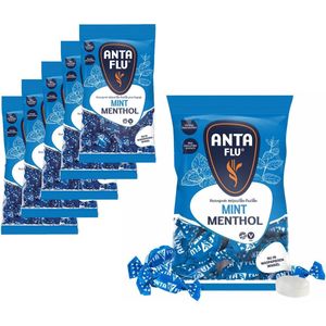 6 Zakken Antiflu Menthol Mint Blauw á 165 gram - Voordeelverpakking Snoepgoed