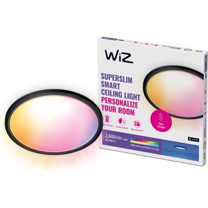 WiZ Plafondlamp SuperSlim Zwart - Slimme LED-verlichting - Gekleurd en Wit licht - Geïntegreerde LED - 22W - Wi-Fi