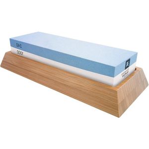 Japanese Water Stone for Knife Sharpening - RAX15 240/1000 Grain - Corundum Bamboo Wood Blue/White by Richardson Sheffield